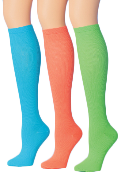 Women's Knee High Compression Socks - Size 9-11 - Solid Neon Colors