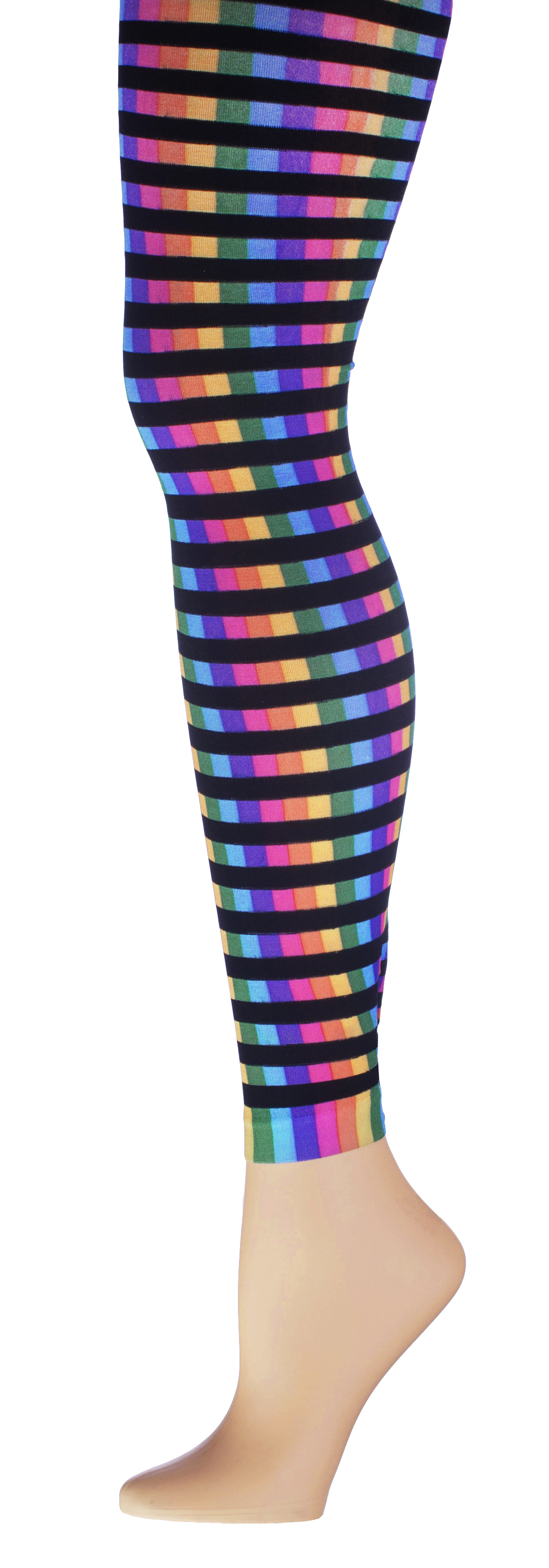 Women's Fashion LEGGINGS - Striped Neon Print