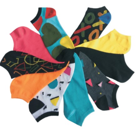 ''Women's No Show Novelty Socks - Hearts, Shapes, & Solid Print - 10-Pair Packs - Size 9-11''