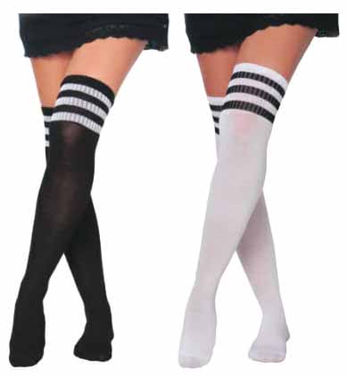 Women's Over the Knee Tube Socks w/ Striped Band - Solid Colors - Size 9-11