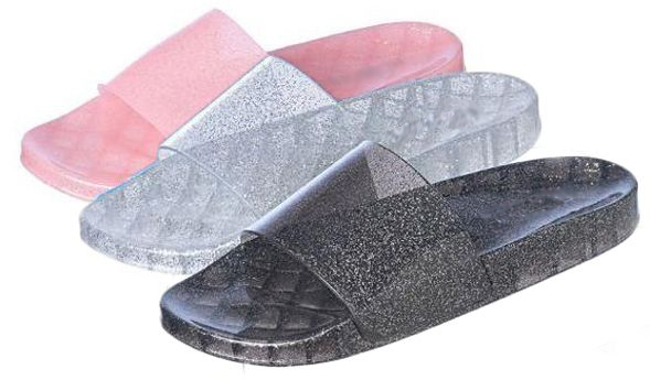 Coastal Kicks Women's Glitter Jelly Slide SANDALS