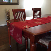 HOLIDAY Table Runner w/ White Snowflake Embroidery