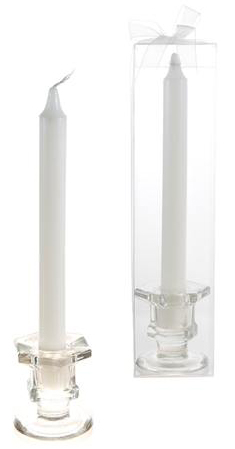 ''8'''' Unscented TAPER CANDLE w/ Glass Holder''