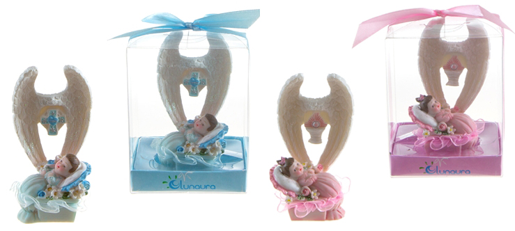 Baby Laying on PILLOW Under Wings Poly Resin
