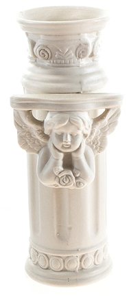 Angel w/ Rose Porcelain Round VASE