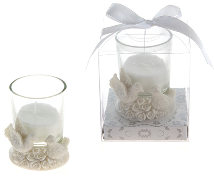 Doves Poly Resin CANDLE Set w/ Gift Box