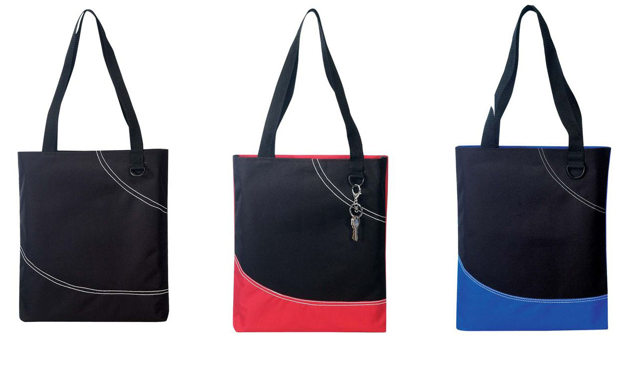 Two Tone Poly TOTE BAGs w/ Stiching Details - Choose Your Color(s)