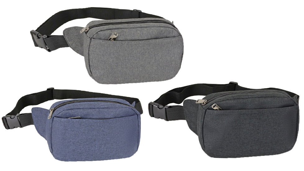 Heathered 3-Pocket Zip-Up Fanny Packs - Choose Your Color(s)