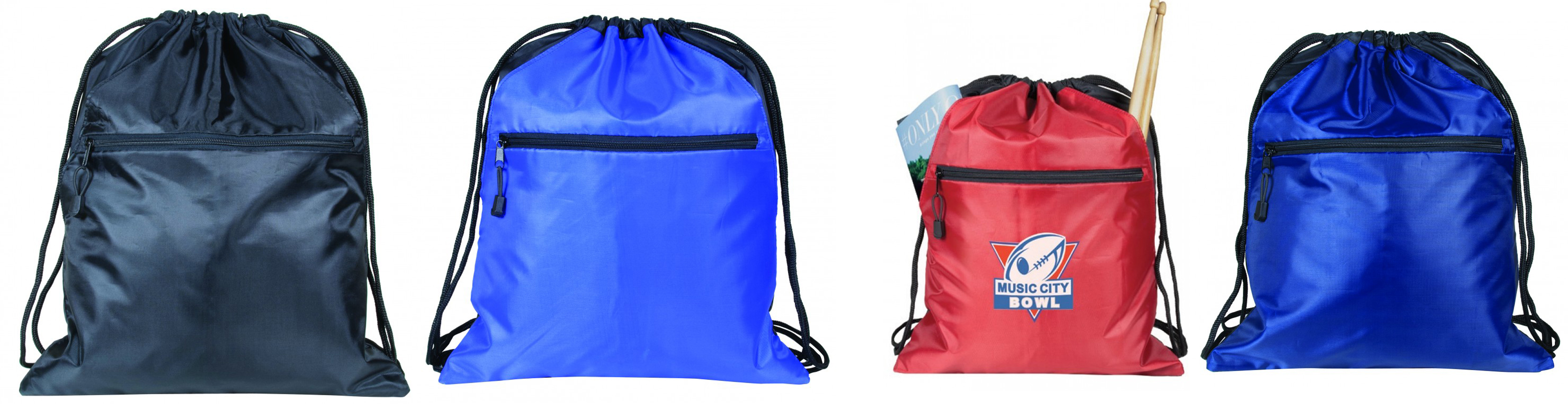 ''15'''' Drawstring Bags w/ Front Zipper''
