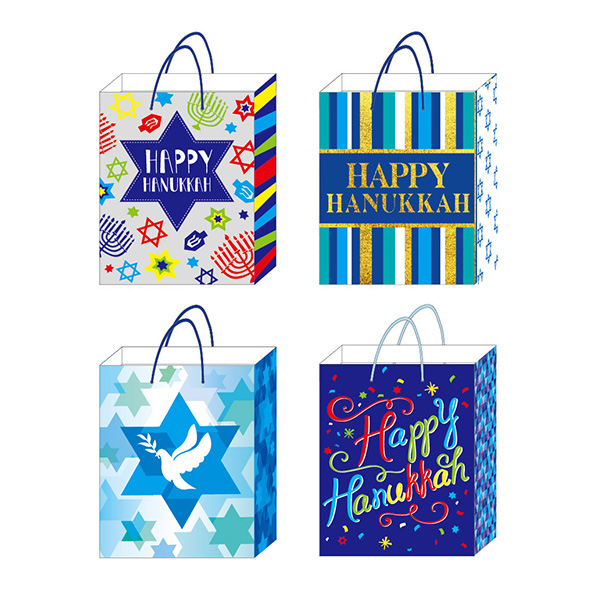 Large Hanukkah Festival Of Lights Matte Gift Bags
