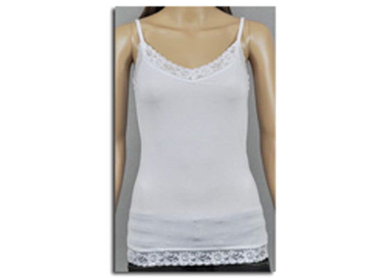 Women's Camisoles w/ Lace Trim - White Only