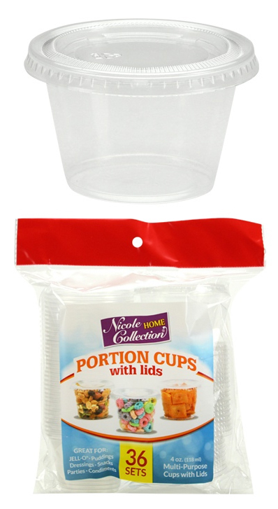 4 oz. Plastic Portion Cup w/ Lid - Clear - 36-Packs - Nicole Home Collection