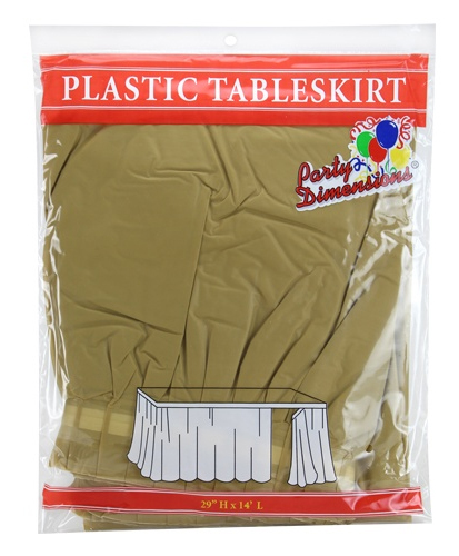 ''29'''' X 14' GOLD Plastic Tableskirt 36-Packs - Party Dimensions''