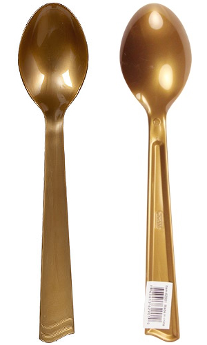 GOLD Plastic Serving Spoon 144-Packs - Party Dimensions