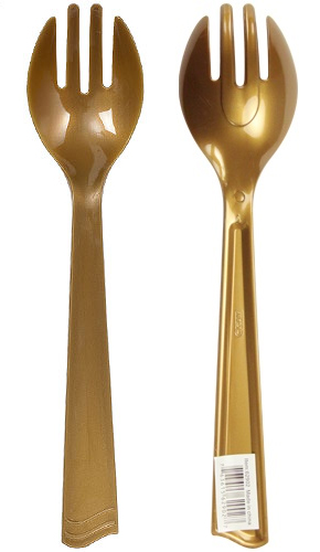 GOLD Plastic Serving Fork 144-Packs - Party Dimensions