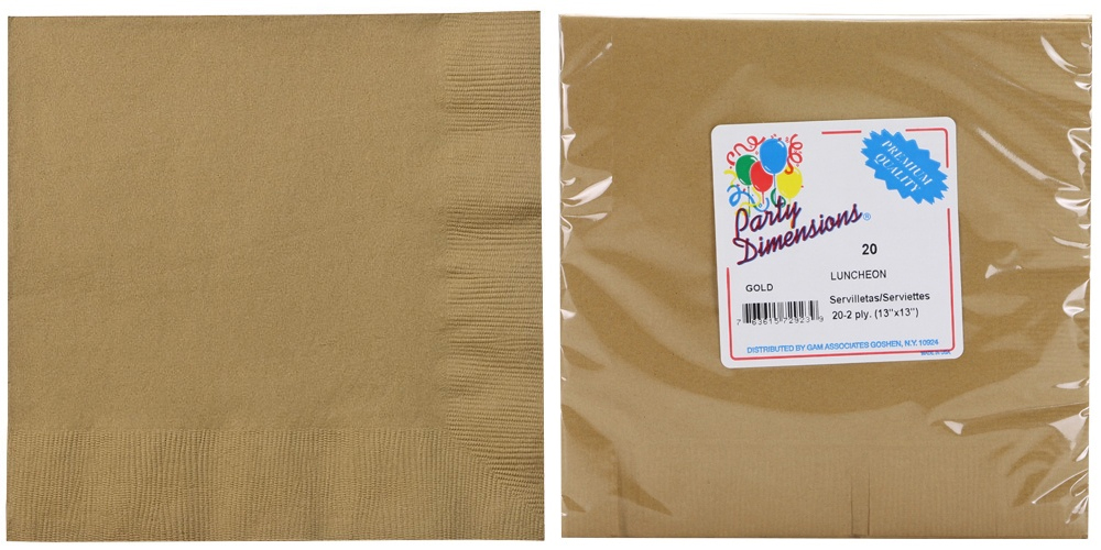 ''Luncheon NapkIN, Gold, 20-Packs - Party Dimensions''