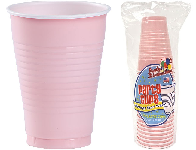 12 oz. Plastic Co-Ex Cup - PINk - 20-Packs - Party Dimensions