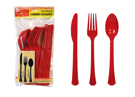 Red Plastic Cutlery 24 Piece Sets by Hanna K. Signature - 24-Packs