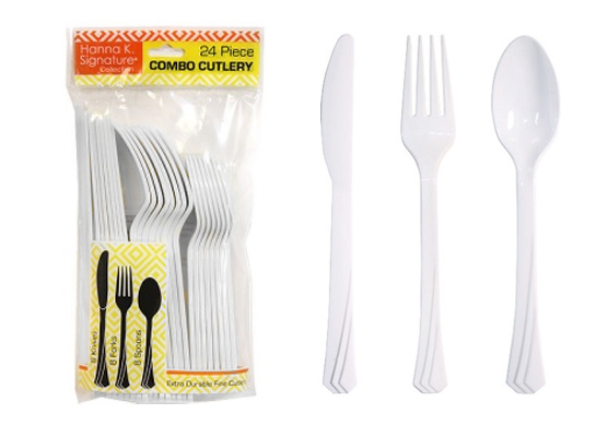 Pearl Plastic Cutlery 24 Piece Sets by Hanna K. Signature - 24-Packs