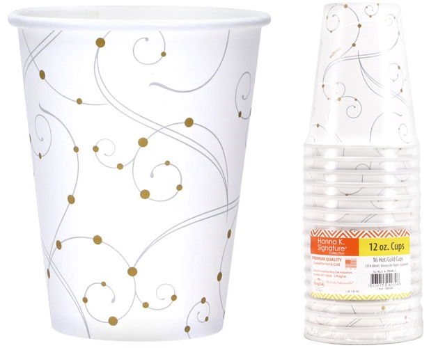 12 oz. Swirls & Pearls Hot/Cold Paper Cup 16Ct - Hanna K. Signature