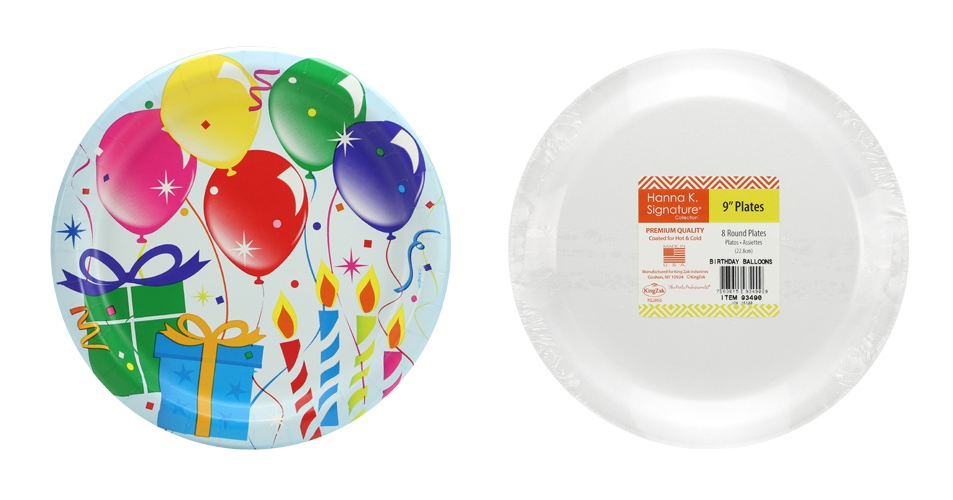 ''9'''' Paper Plates - Birthday BALLOONs Design - 8-Packs - Hanna K. Signature''