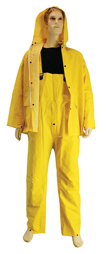 3-Piece Rain Suits w/ Detachable Hood - 14 Mil - Size: XL