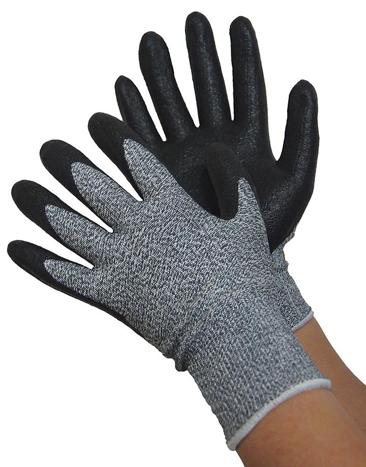 Cut Resistant HPPE/Lycra Work GLOVES w/ Nitrile Coating - Size: Small