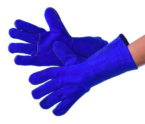 Economy Grade Blue LEATHER Welding Gloves - Size: Large