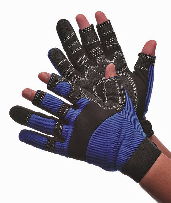 Partially Fingerless Synthetic LEATHER Mechanic Gloves - Size: XL