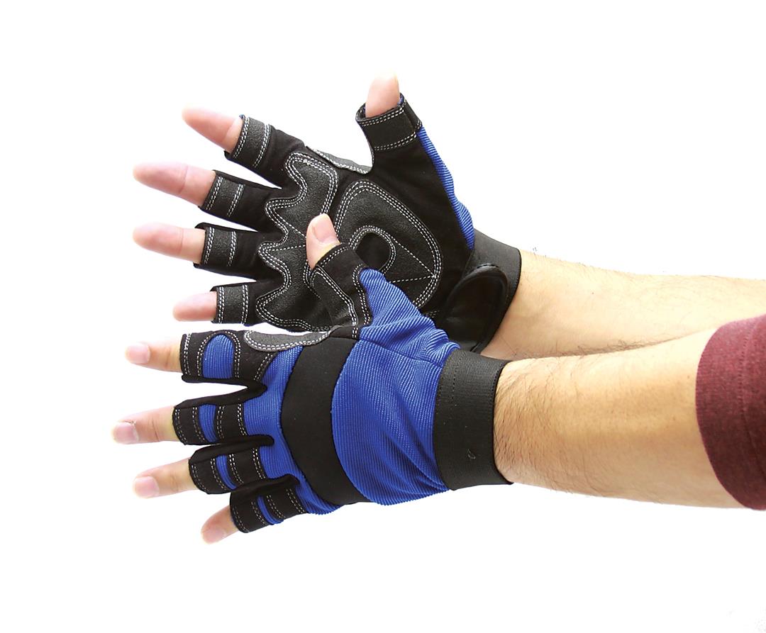 Fingerless Synthetic LEATHER Mechanic Gloves - Size: XL