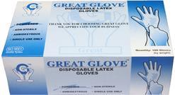Lightly Powdered Disposable Latex GLOVES - Great GLOVE - Size: Small