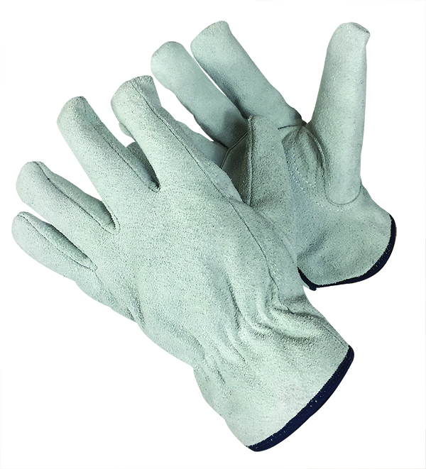 Split Cowhide Suede LEATHER Driver Gloves w/ Keystone Thumb & Pile Lining - Grey - Size: XL