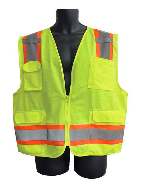 Surveyor Safety Vests w/ Zipper Closure - ANSI Class II Rating - Green - Size XL
