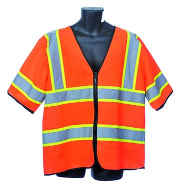 Short Sleeve Solid Safety VESTs - ANSI Class III Rating - Orange - Size Small