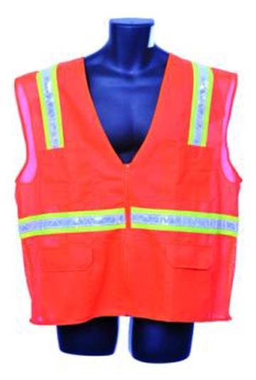 Surveyor Safety VESTs w/ Zipper Closure - ANSI Class III Rating - Orange - Size XL