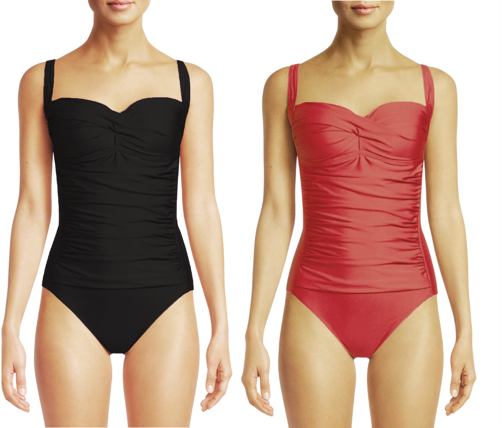 Women's Fashion One-Piece Swimsuits w/ Front Shirring - Assorted Solid Colors - Sizes Small-XL