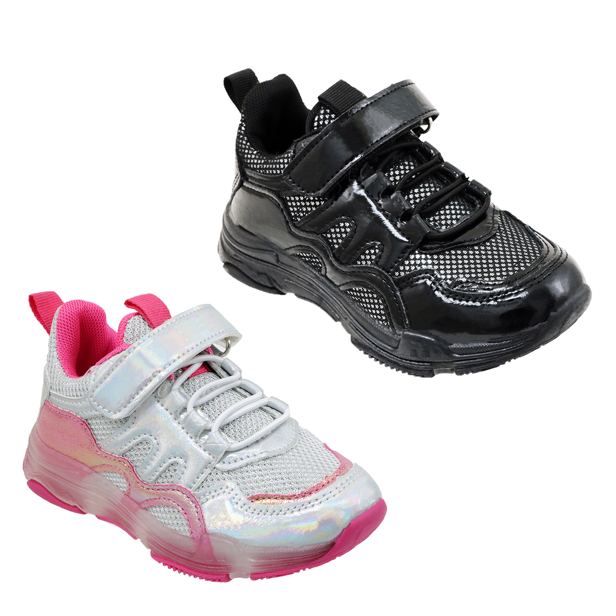 Little Girl's Breathable SNEAKERS w/ Adjustable Strap & Elastic Laces