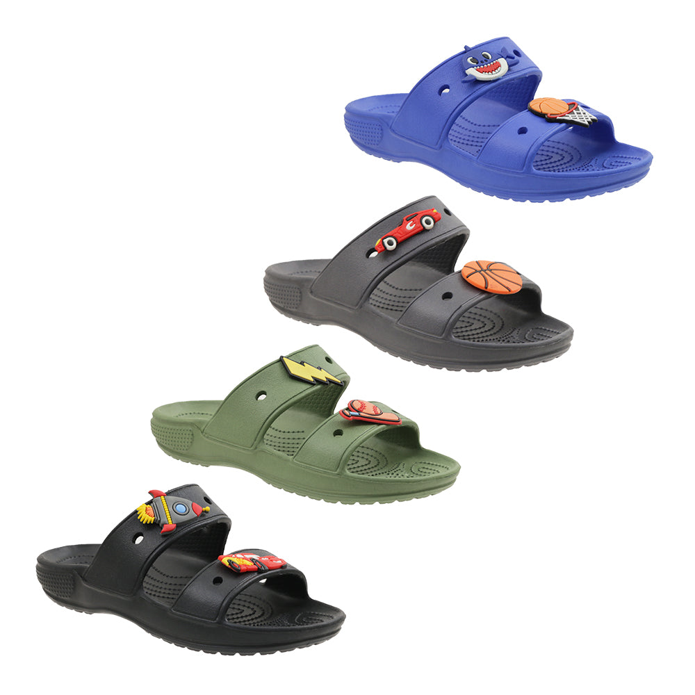 Boy's Arizona Sandals w/ Embroidered Sports & Cartoon PATCHES