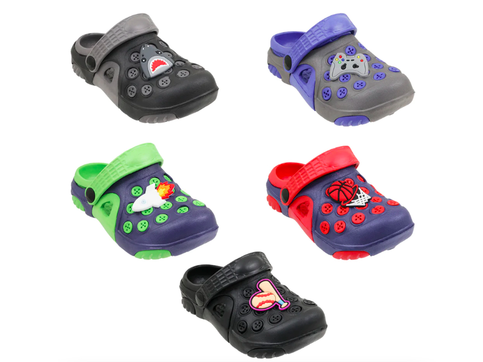 Boy's Two Tone Bubble Clogs w/ Embroidered PATCHES