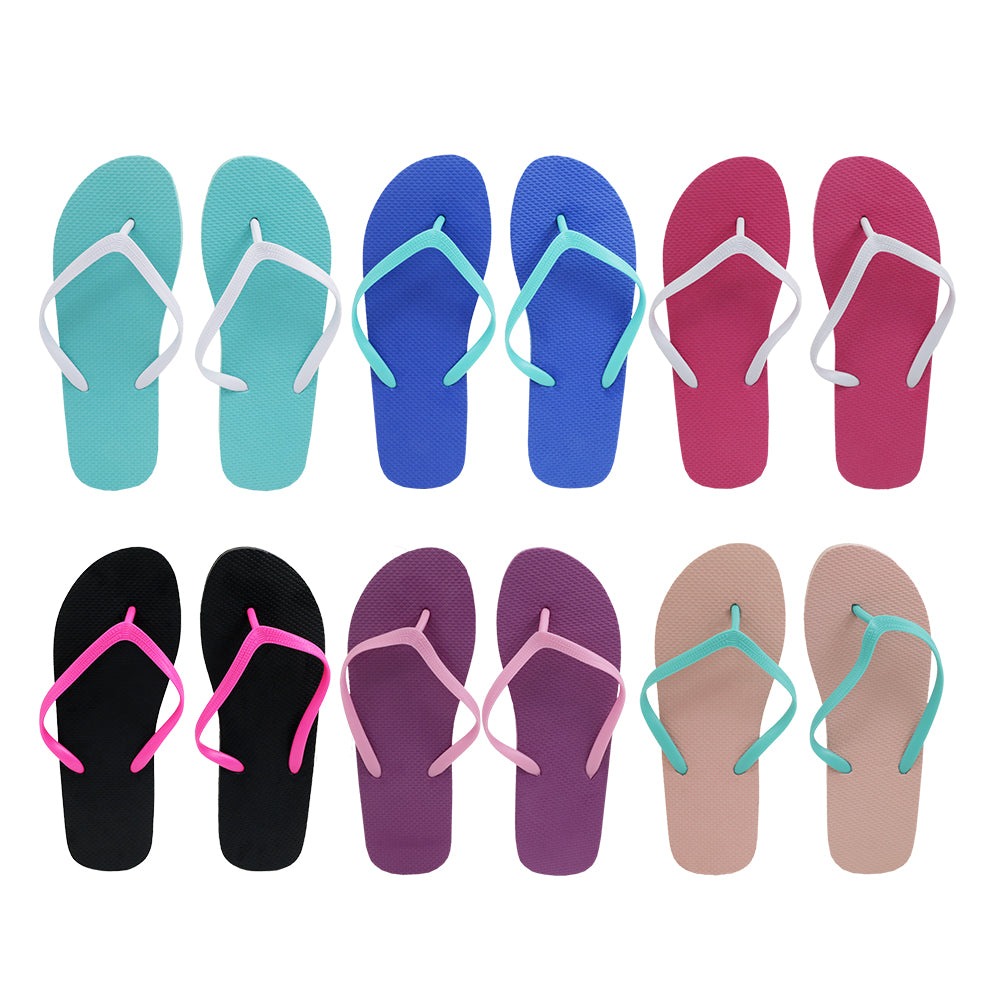 Women's Two Tone FLIP FLOPS w/ Soft Texture Footbed