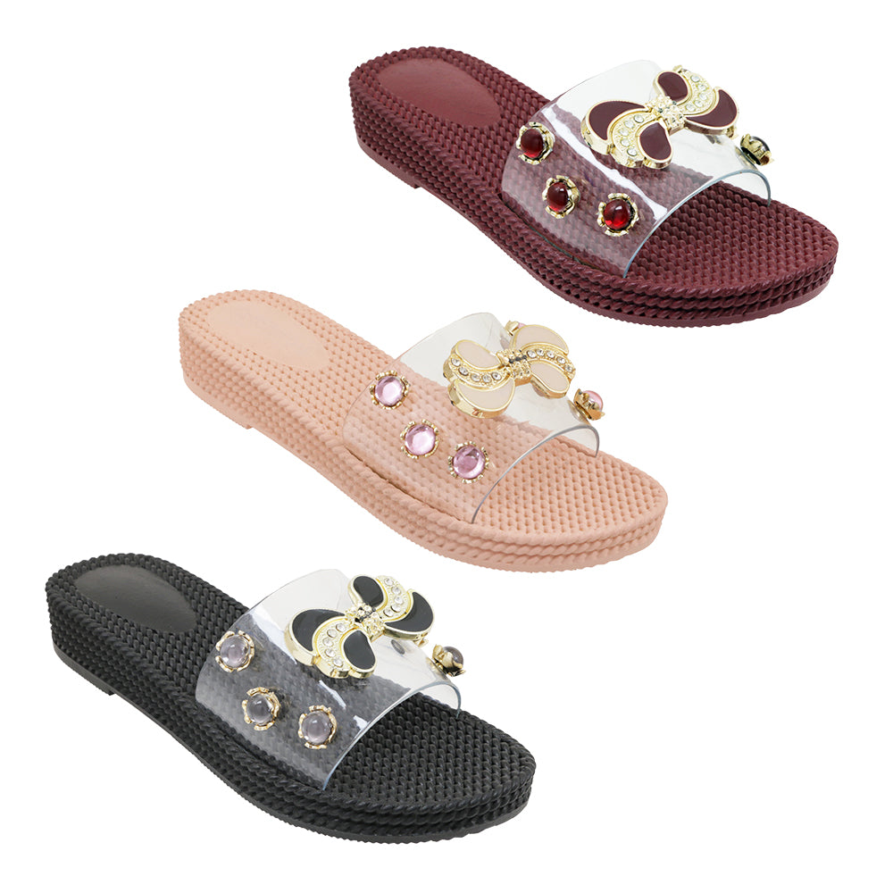 Women's Wedge Woven Fasion SANDALS w/ Embroidered Jewels & Butterfly Embellishment