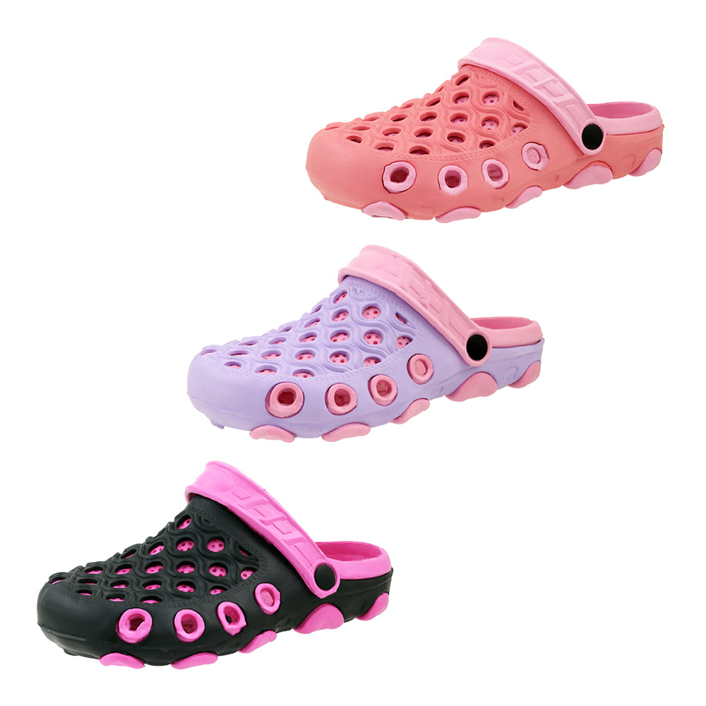 Women's Two Tone Vented Bubble CLOGS w/ Adjustable Heel Strap & Soft Footbed