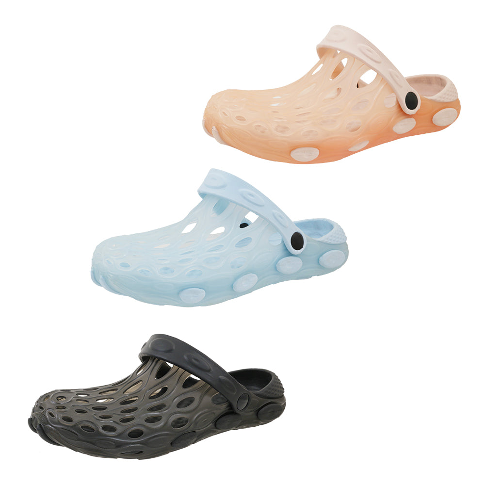 Women's Vented Bubble CLOGS w/ Adjustable Heel Strap & Ribbed Texture Details