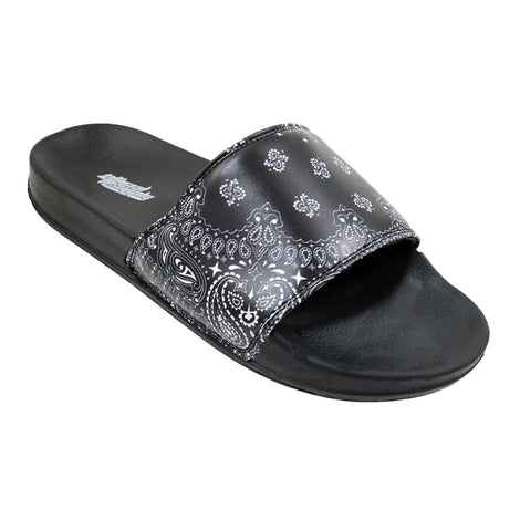 Men's Barbados Slide Sandals w/ Black BANDANA Print