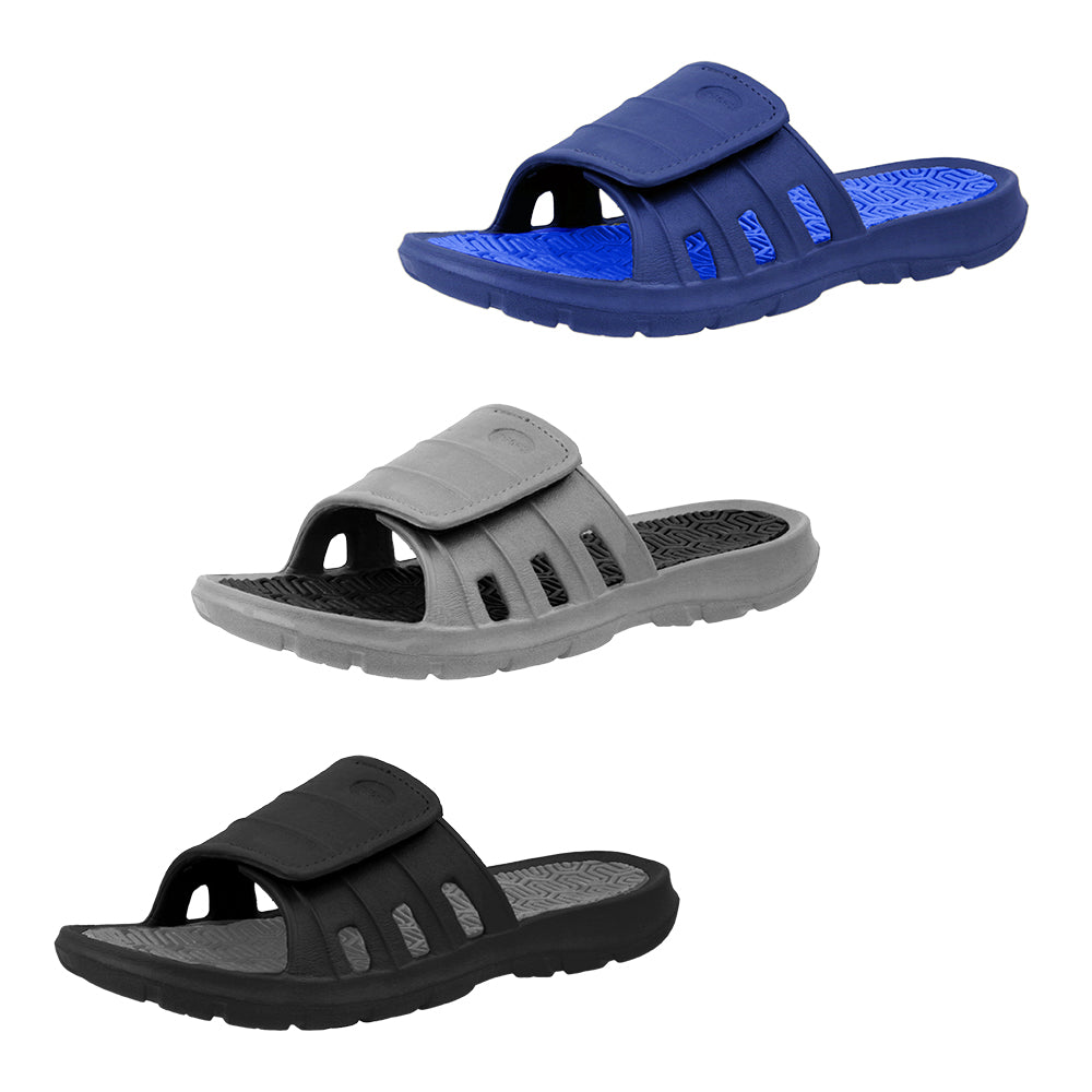 Men's Ribbed Athletic SANDALS w/ Velcro Straps & Soft Textured Footbed