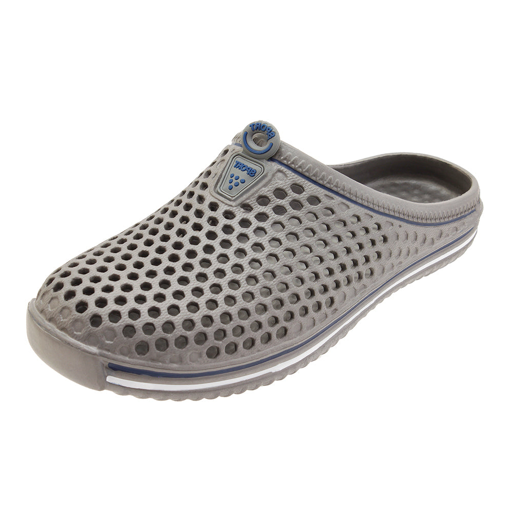 Men's Vented Athletic Slip-On CLOGS w/ Soft Textured Footbed - Grey