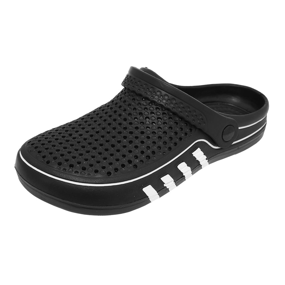 Men's Athletic Vented Slip-On CLOGS w/ Adjustable Heel Strap & Soft Textured Footbed - Black