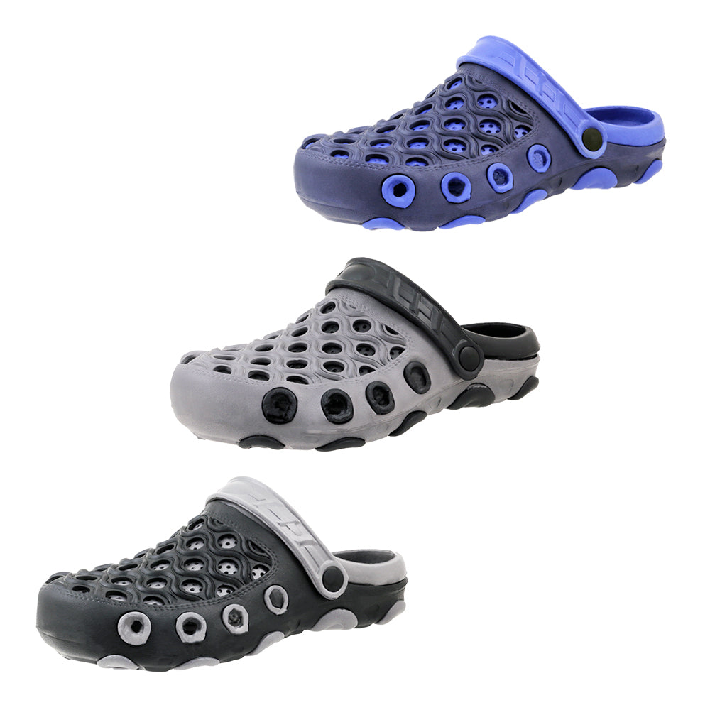Men's Vented Slip-On Bubble CLOGS w/ Adjustable Heel Strap & Soft Footbed