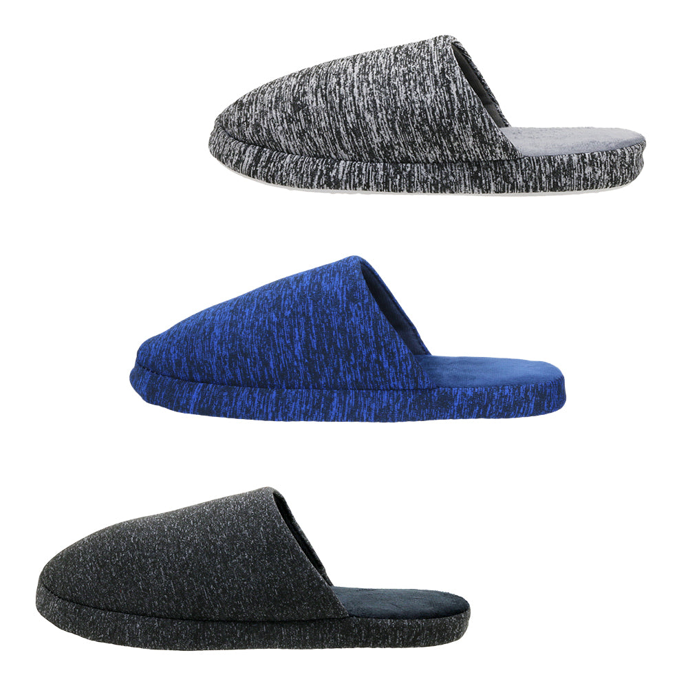 Men's Heathered Mule Bedroom SLIPPERS w/ Soft Footbed