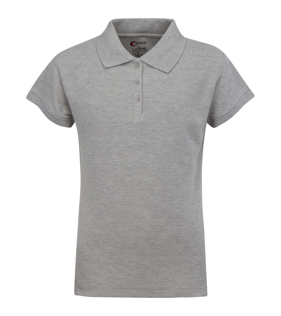 Junior Ladies School UNIFORM Short Sleeve Polo Shirts - Grey - Choose Your Sizes (Small-2X)
